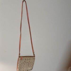Elegant Beige and Pink Crossbody Bag